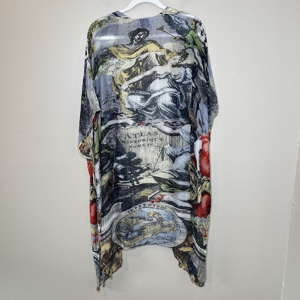 one hundred stars kimono Long Roman's Atlas Map Coverup Artsy Beach Long Line OS